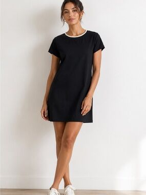 Pomander Place by Tuckernuck Black Cotton Contrast Trim T-Shirt Mini Dress Sz M